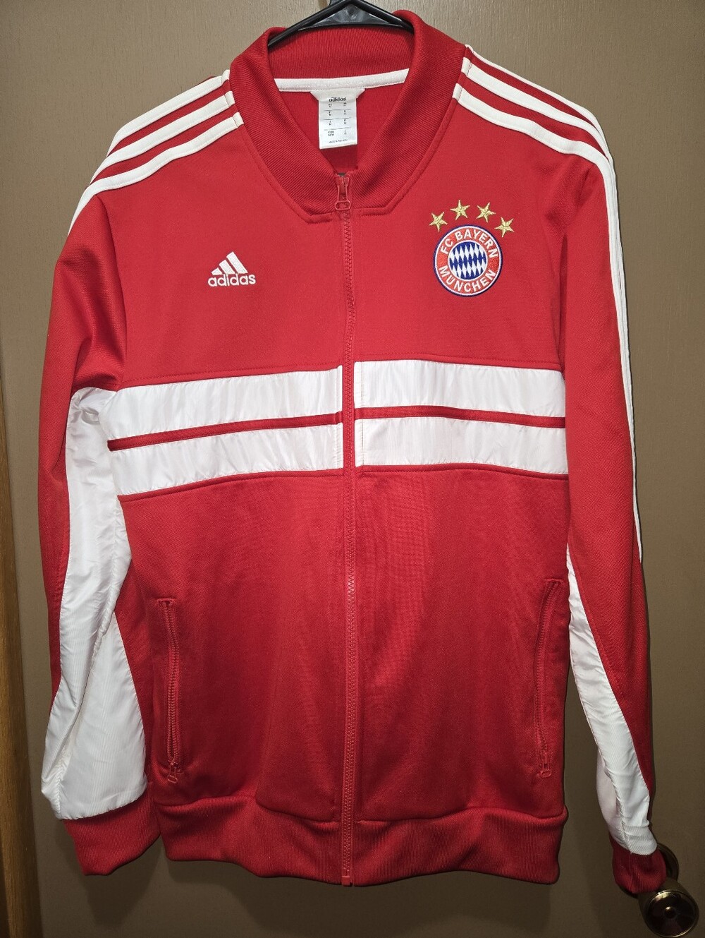 Adidas Red & White FC Bayern Track Jacket